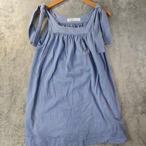 FP Beach Blue Tie Shoulder Dress S Soft 100% Cotton Boho Cottagecore Sundress‎